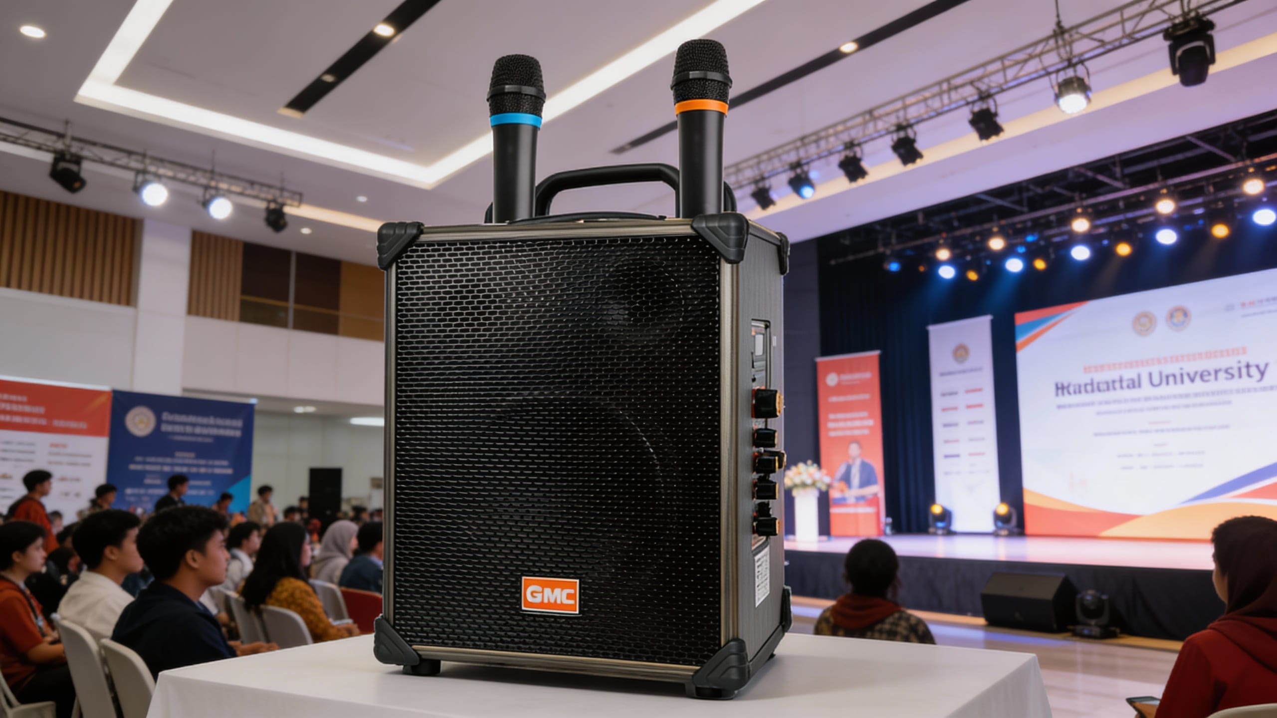 Sewa speaker portable Denpasar GMC 899Q untuk event kampus