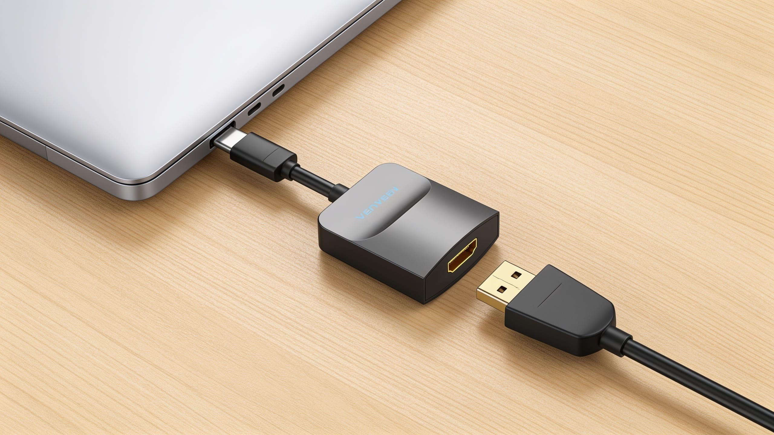 Laptop Nggak Ada Port HDMI? Ini Cara Nyambung ke Proyektor 3 Cara memakai sewa converter type c to HDMI ke laptop dan kabel HDMI