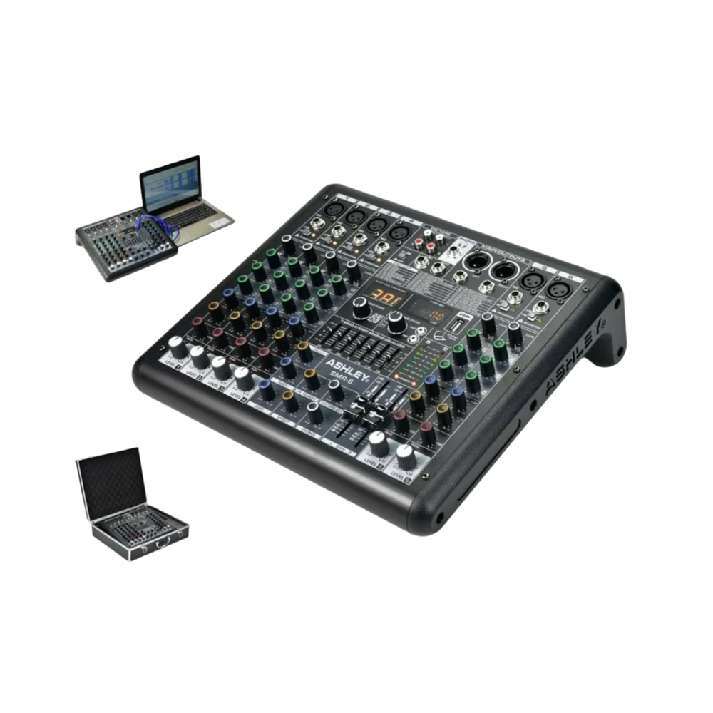 Mixer Ashley SMR 6 dengan efek reverb dan EQ grafis